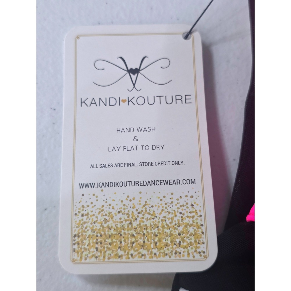 Kandi Kouture Neon Pink Black White Colorblock Dance Leotard AL High Neck Mesh - Picture 9 of 10